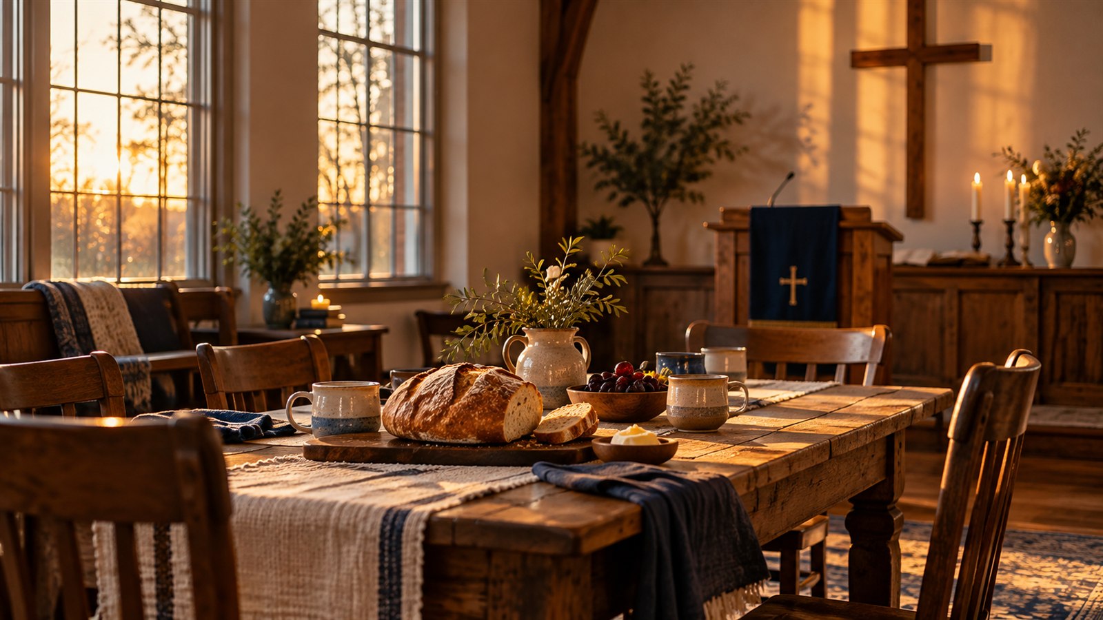 Illustrative Christian blog cover: church community.